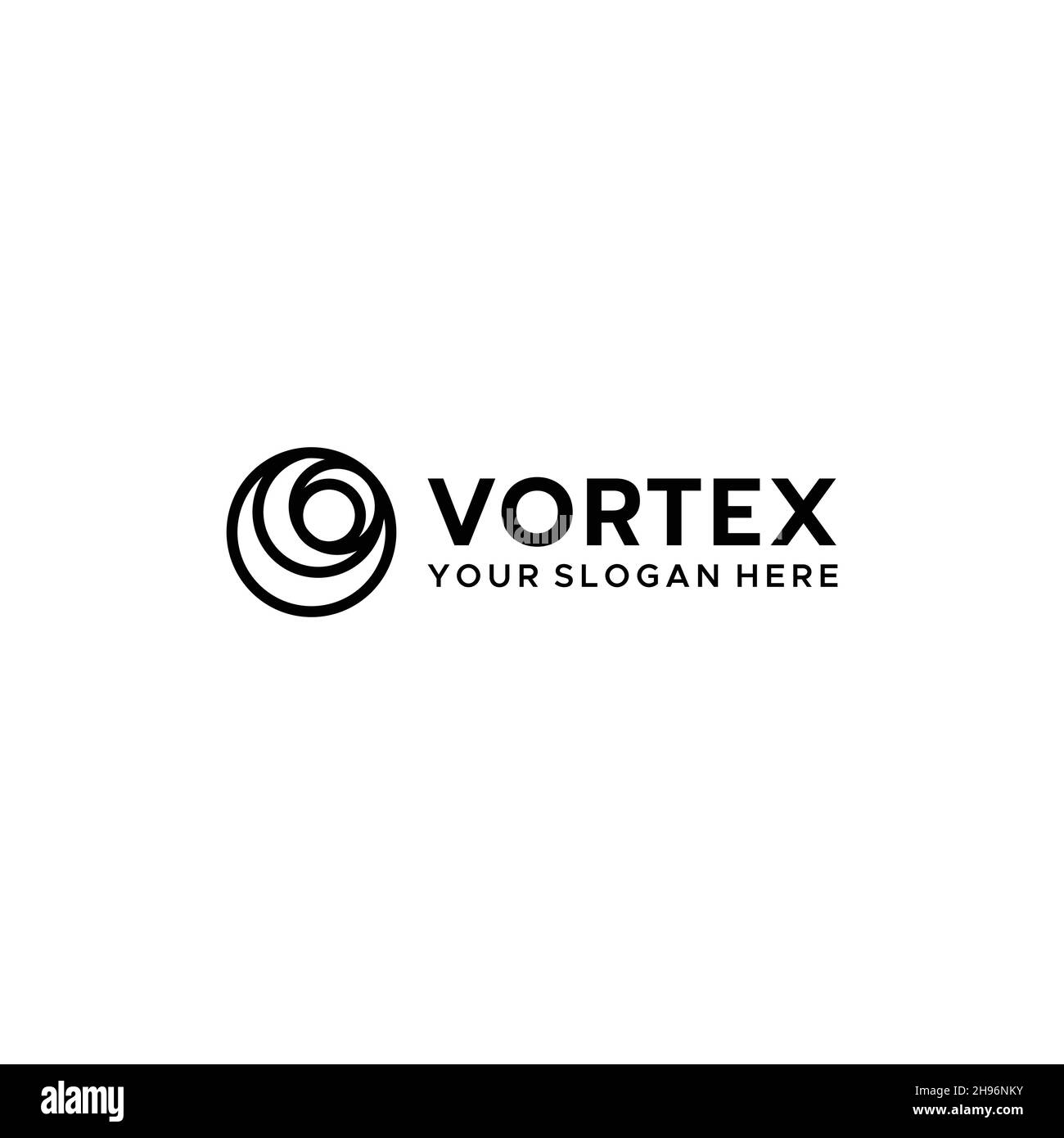 Minimalistisches, flaches Buchstabenzeichen-VORTEX-Logo Stock Vektor