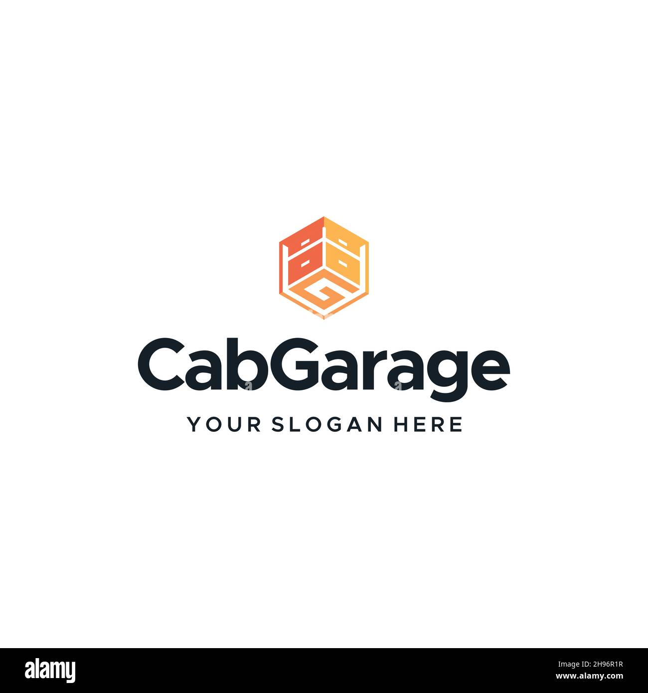 Modernes, farbenfrohes Initial G CABGARAGE Logo-Design Stock Vektor