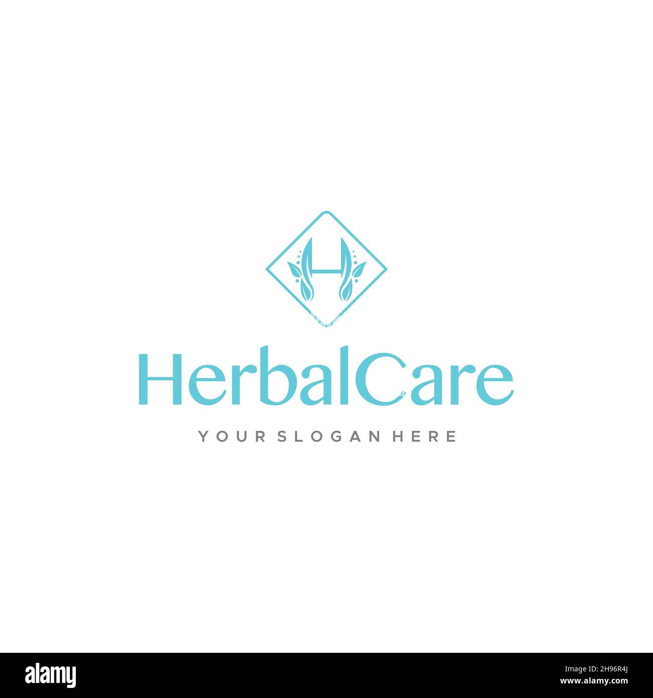 Flacher Briefmarke Initial H HerbalCare Logo-Design Stock Vektor