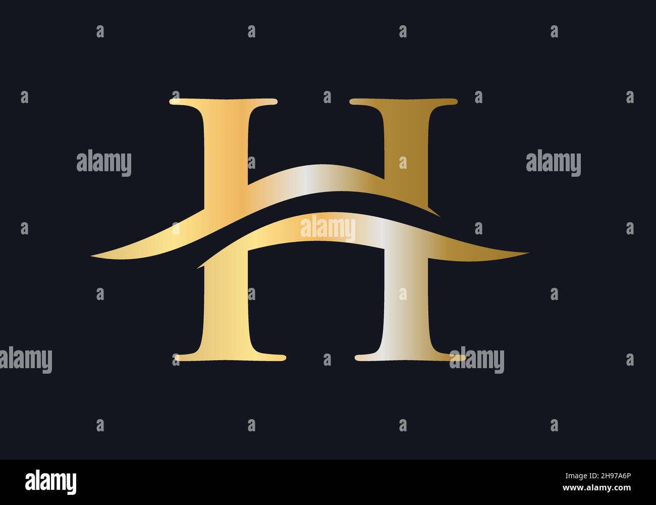 Buchstabe H Logo Design für Geschäfts- und Firmenidentität. Water Wave H Logo mit Luxuskonzept Stock Vektor