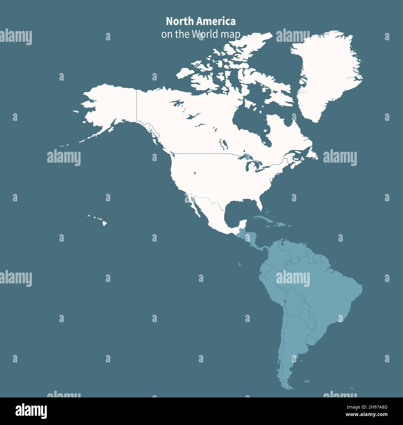 Nordamerika Vektorkarte. Weltkarte nach Regionen. Stock Vektor