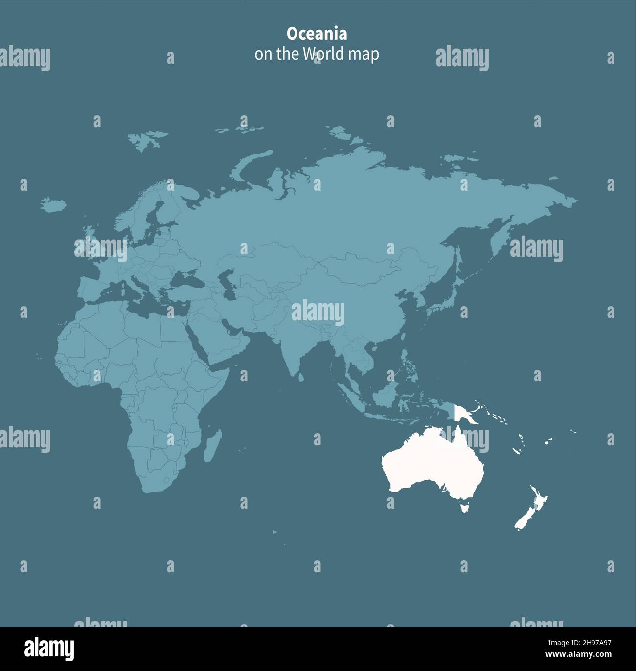 Ozeanien Vektorkarte. Weltkarte nach Regionen. Stock Vektor