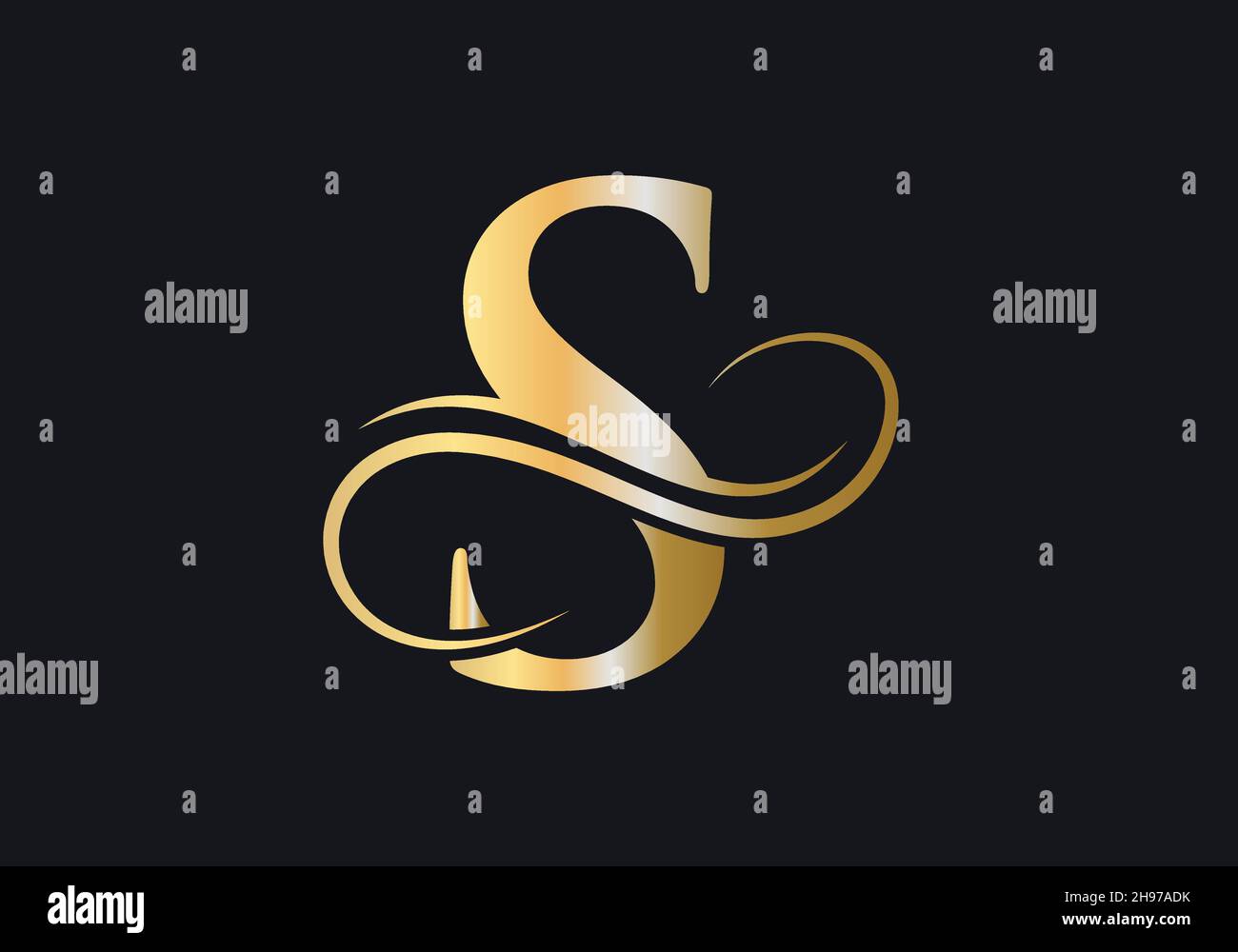 S Letter Initial Luxurious Logo Template. Premium S Logo Golden Concept. S-Buchstabe mit goldener Luxusfarbe und Monogramm-Design. Stock Vektor