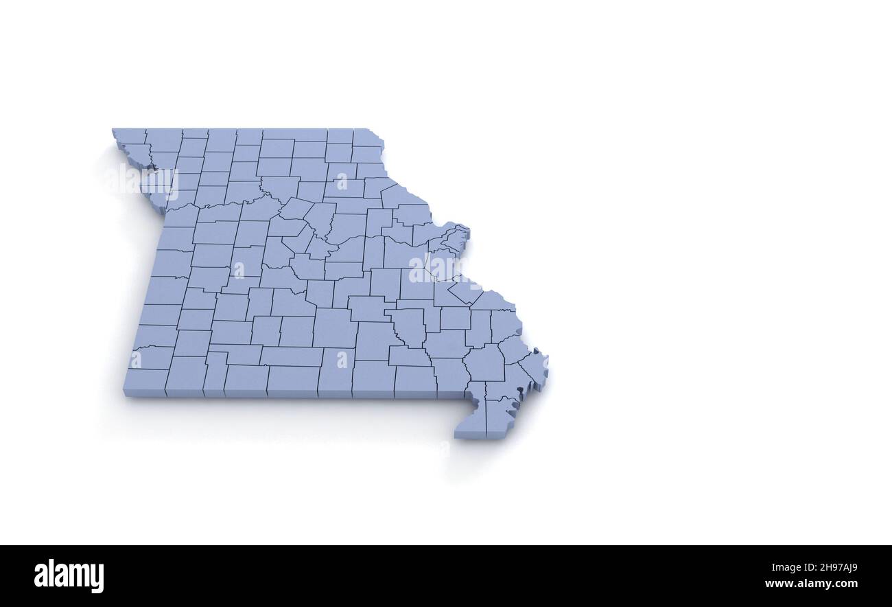 Missouri State Map 3D. State 3D Rendering in den USA. Stockfoto