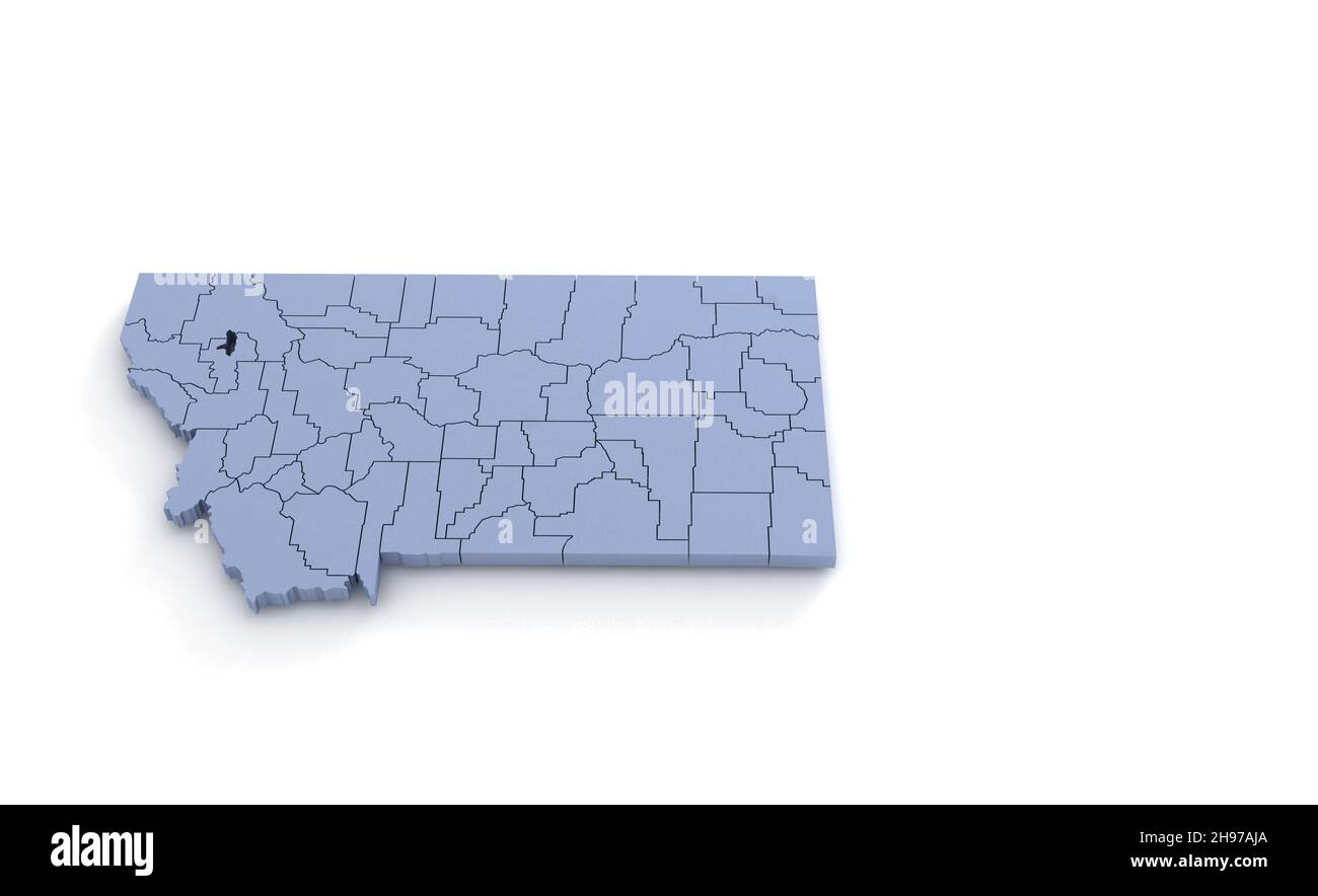 Montana State Map 3D. State 3D Rendering in den USA. Stockfoto