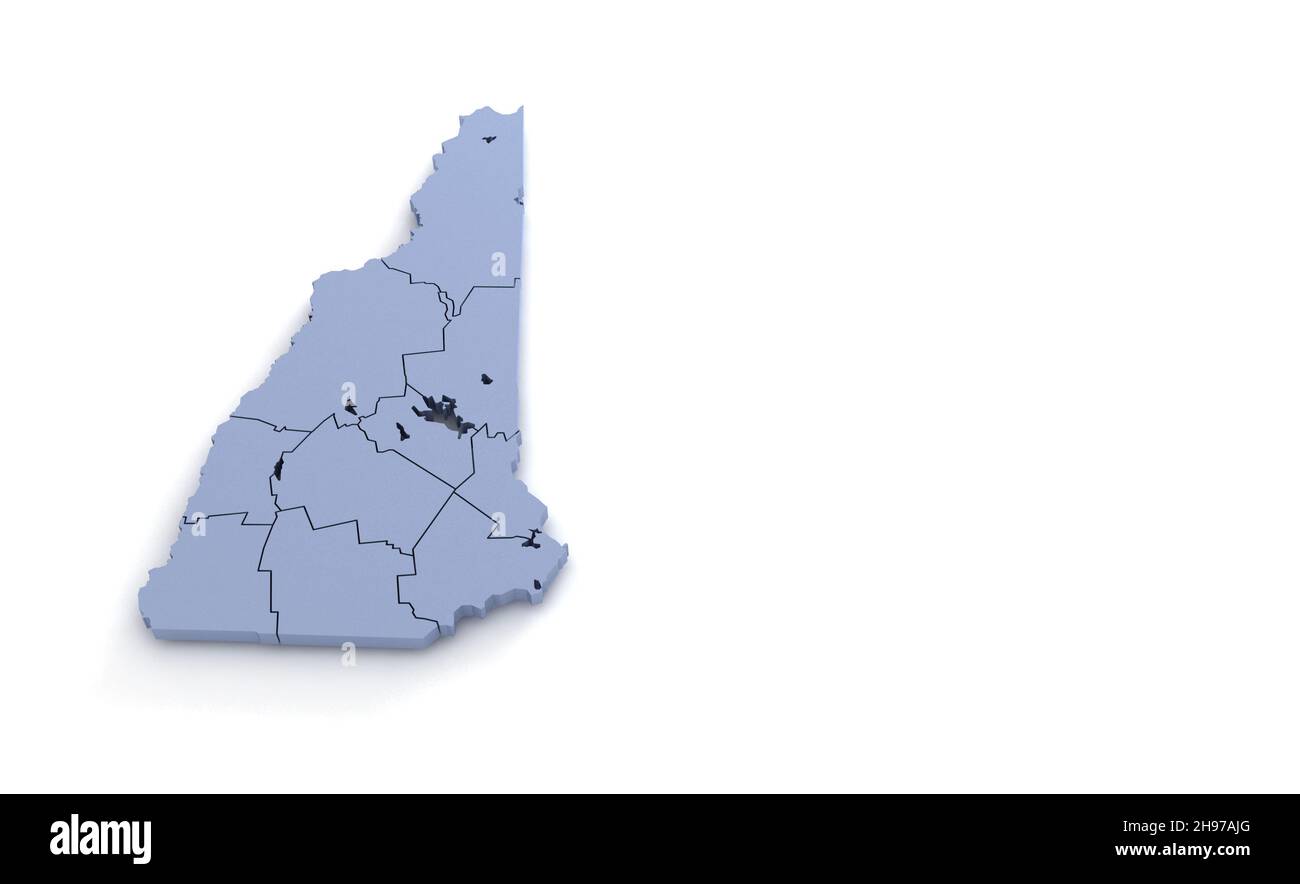 New Hampshrie State Map 3D. State 3D Rendering in den USA. Stockfoto