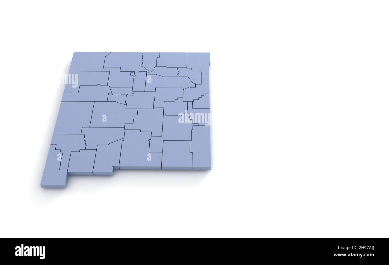 New Mexico State Map 3D. State 3D Rendering in den USA. Stockfoto