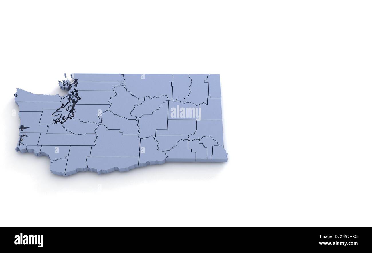 Washington State Map 3D. State 3D Rendering in den USA. Stockfoto