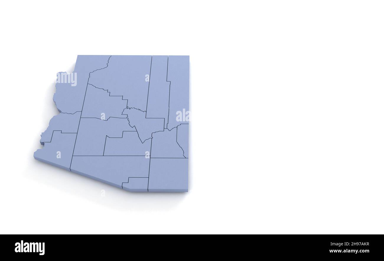 Arizona State Map 3D. State 3D Rendering in den USA. Stockfoto