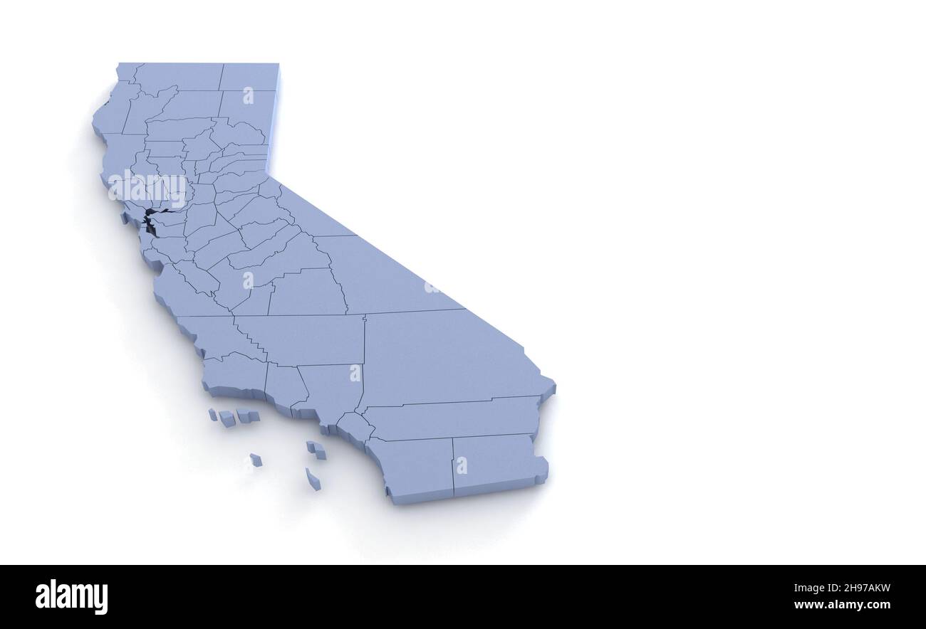 California State Map 3D. State 3D Rendering in den USA. Stockfoto