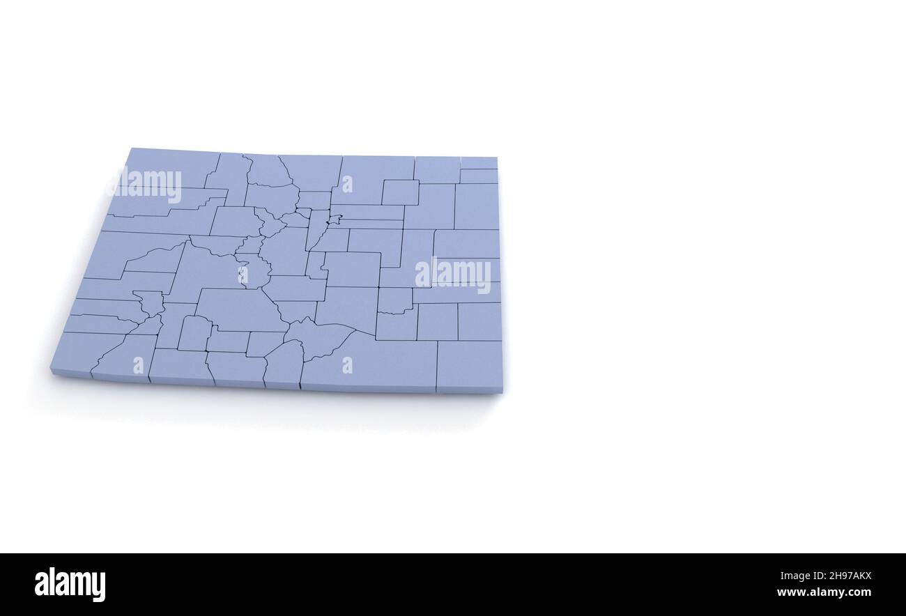 Colorado State Map 3D. State 3D Rendering in den USA. Stockfoto