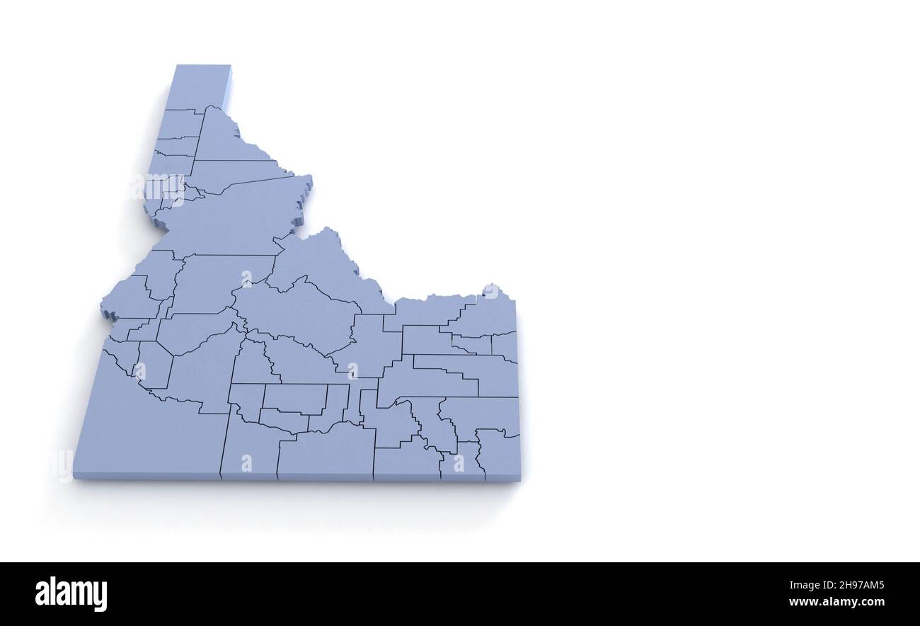 Idaho State Map 3D. State 3D Rendering in den USA. Stockfoto