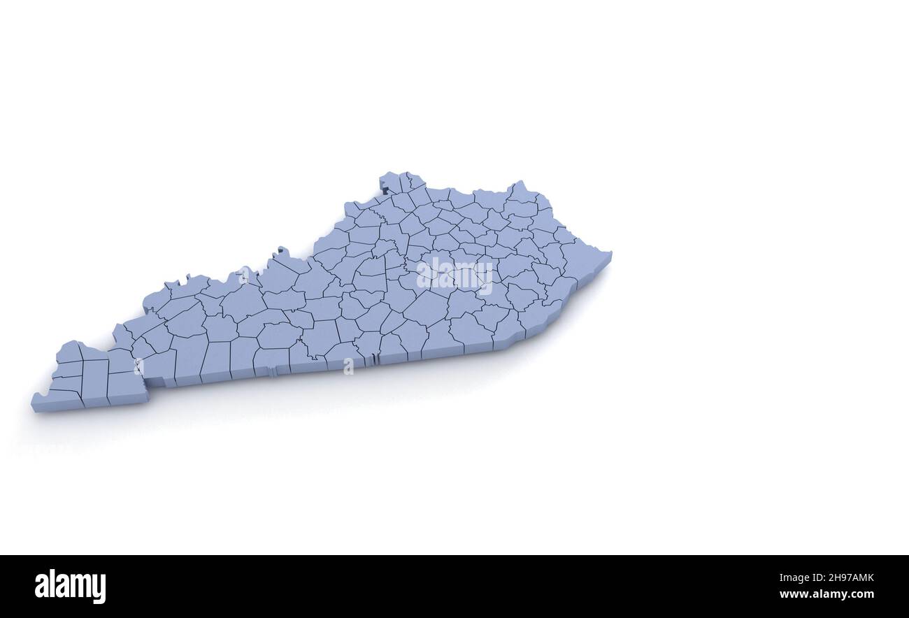 Kentucky State Map 3D. State 3D Rendering in den USA. Stockfoto