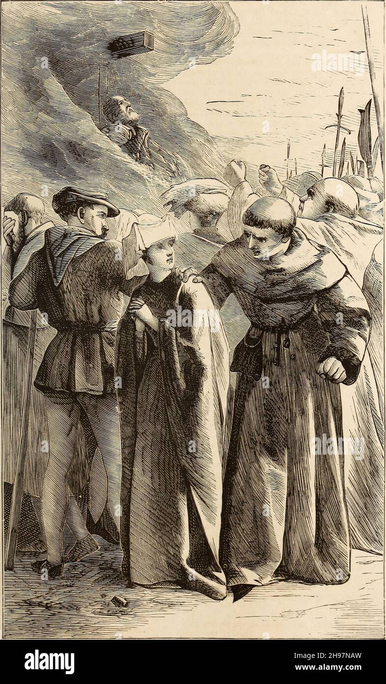 Stich von Sir John Oldcastle, der auf dem Scheiterhaufen verbrannt wurde, weil er ein Fest gegen Henry V. führte Stockfoto