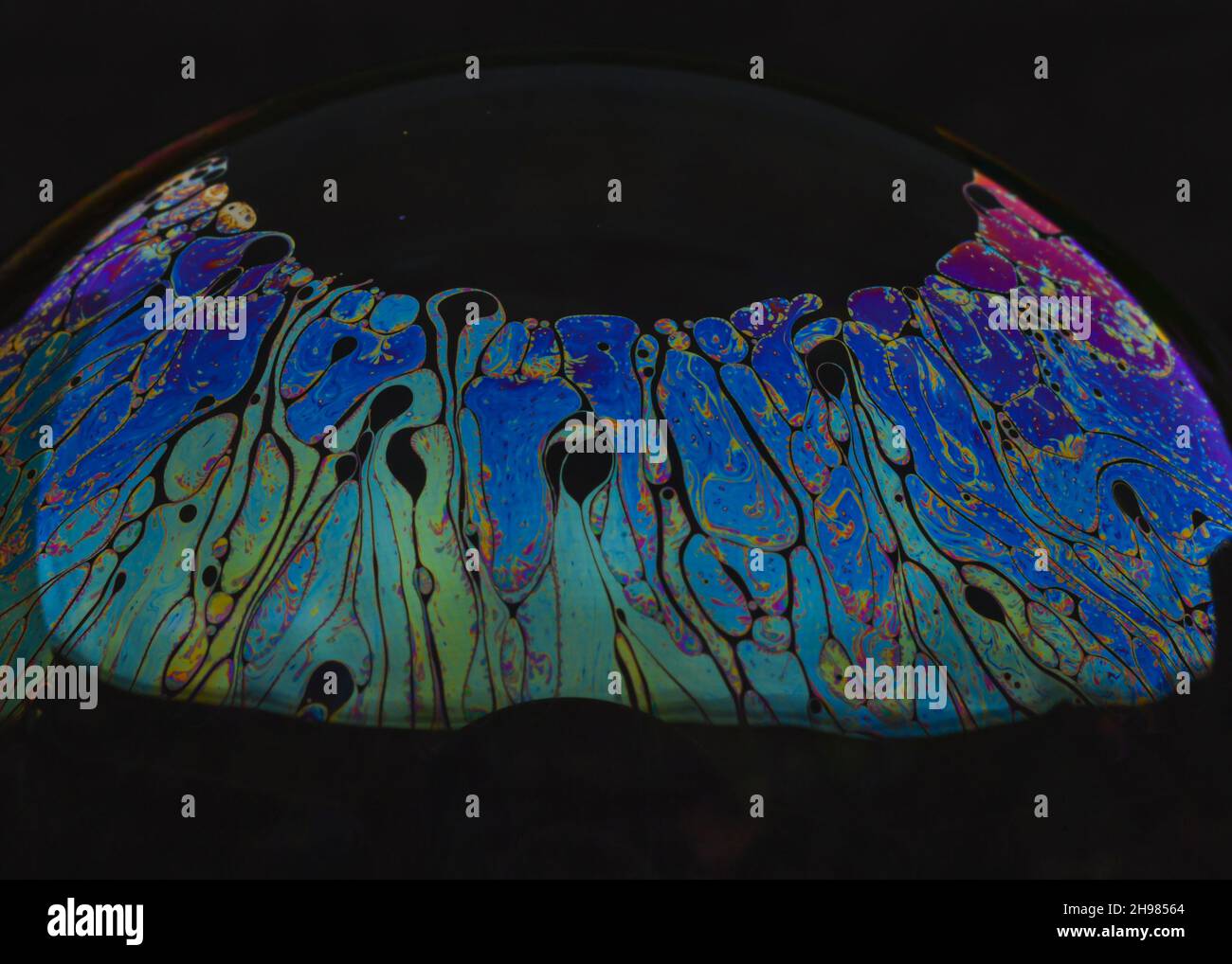 Schöne psychedelisch Abstraktionen auf der Oberfläche Seifenblasen. Stockfoto