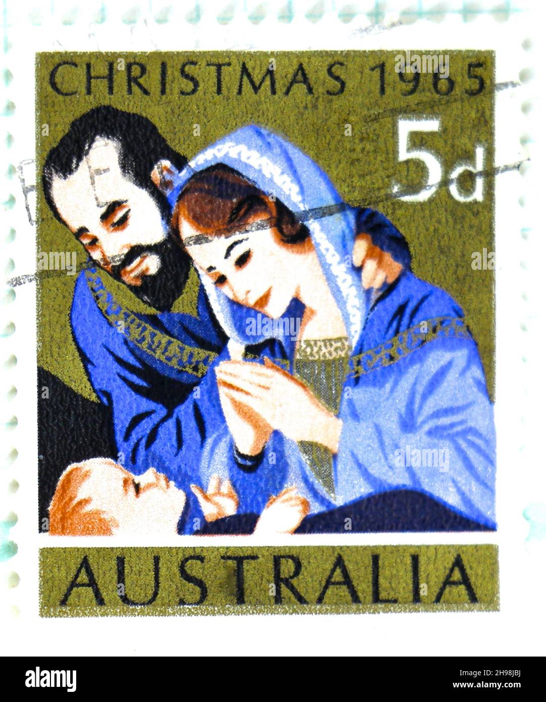 Foto einer australischen Briefmarke von 5D Weihnachten 1965 Stockfoto