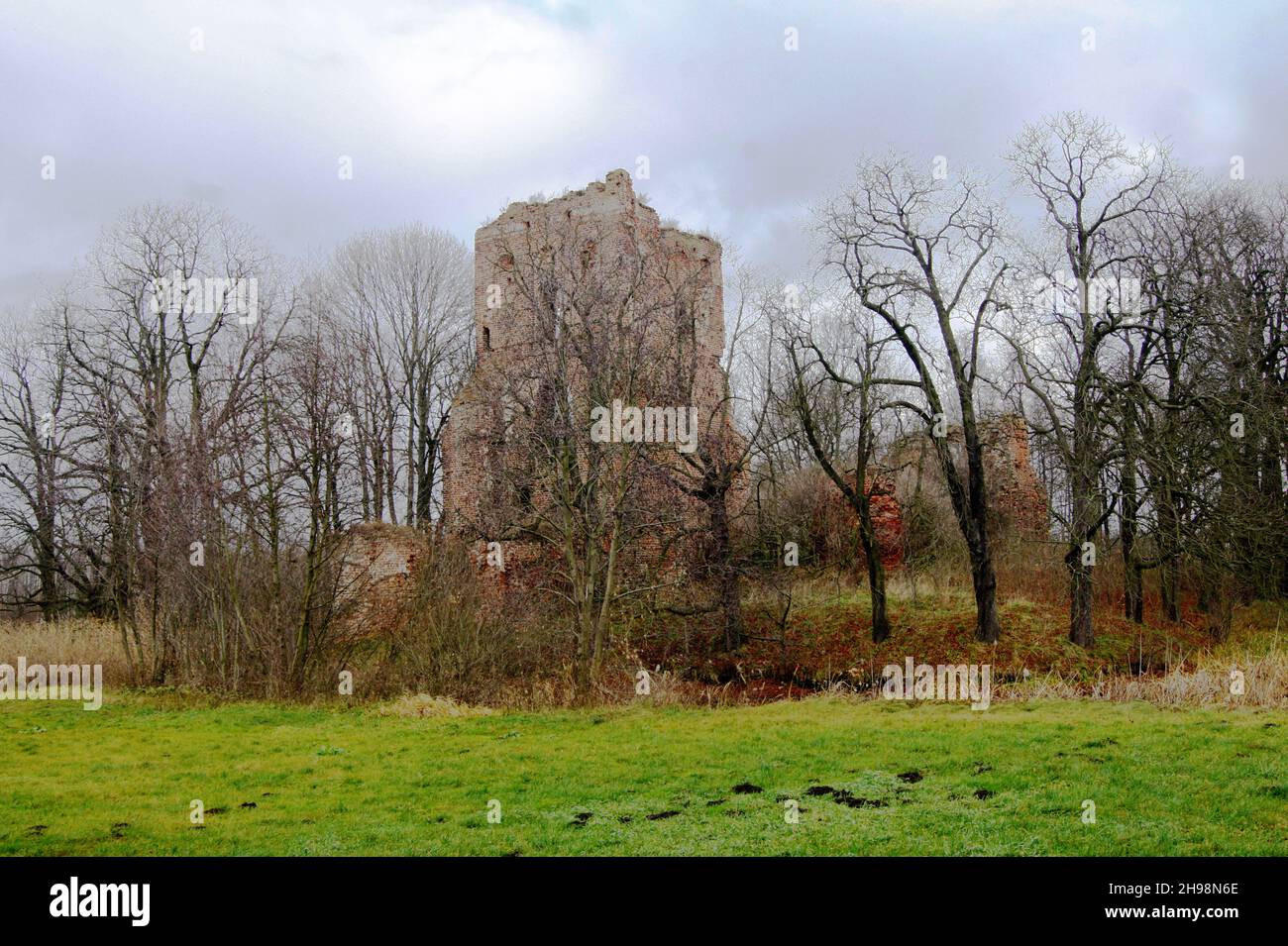 Polen Ruinen der Burg in Boryslawice. Dieses vergessene Denkmal war das teuerste Schloss in der Geschichte Polens und von wenigen in Europa. Stockfoto