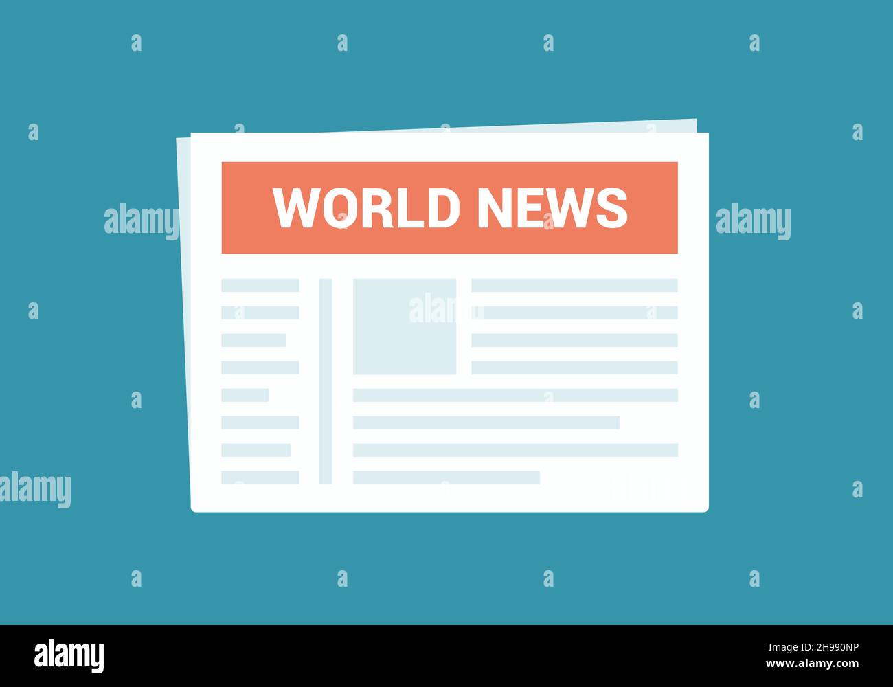 Flat Design Papier Zeitung der Welt. Roter Header mit Titel und grünem Hintergrund - Vektor Stock Vektor