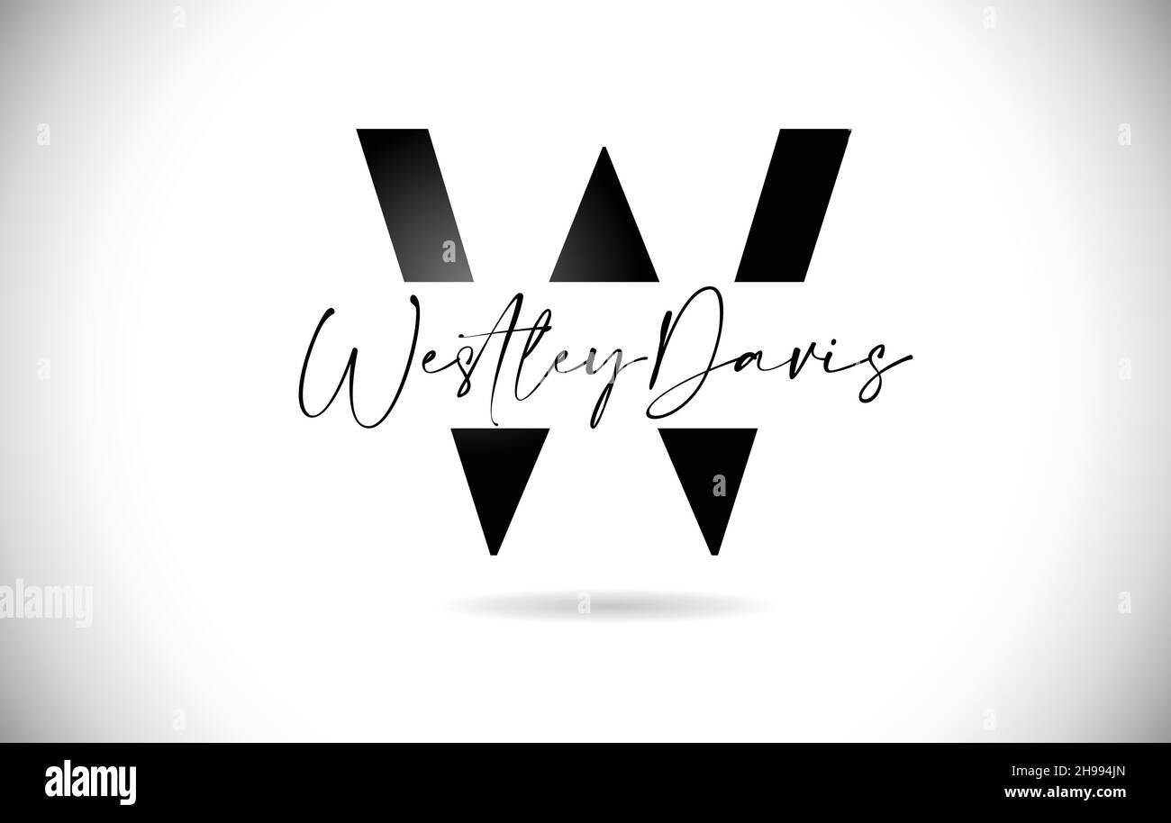 Buchstabe W Logo Design mit handgeschriebenem Namen und schwarzen Farben. Creative W Letter Icon Vektor für persönliches Logo Branding Stock Vektor