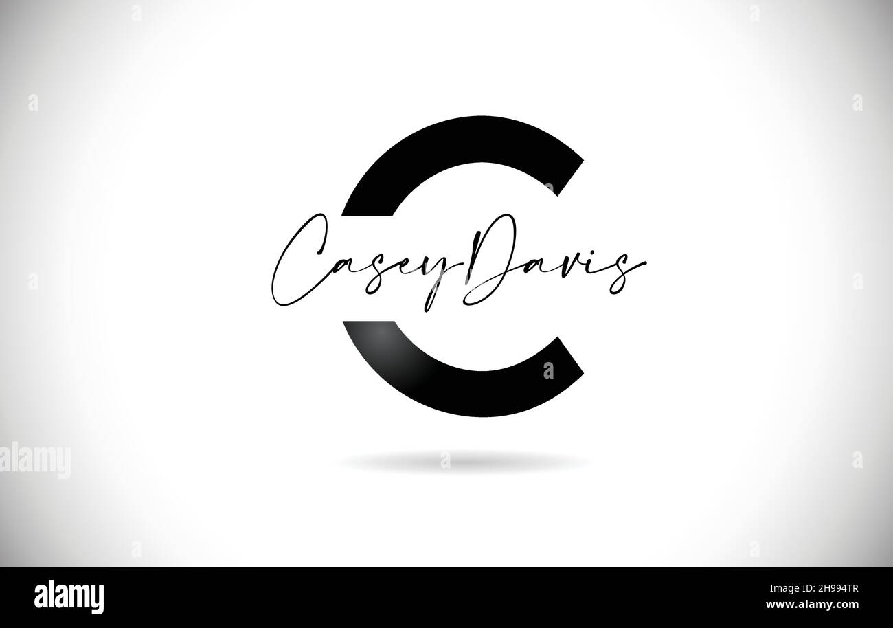 Logo C mit handgeschriebenem Namen und schwarzen Farben. Creative C Letter Icon Vektor für persönliches Logo Branding Stock Vektor