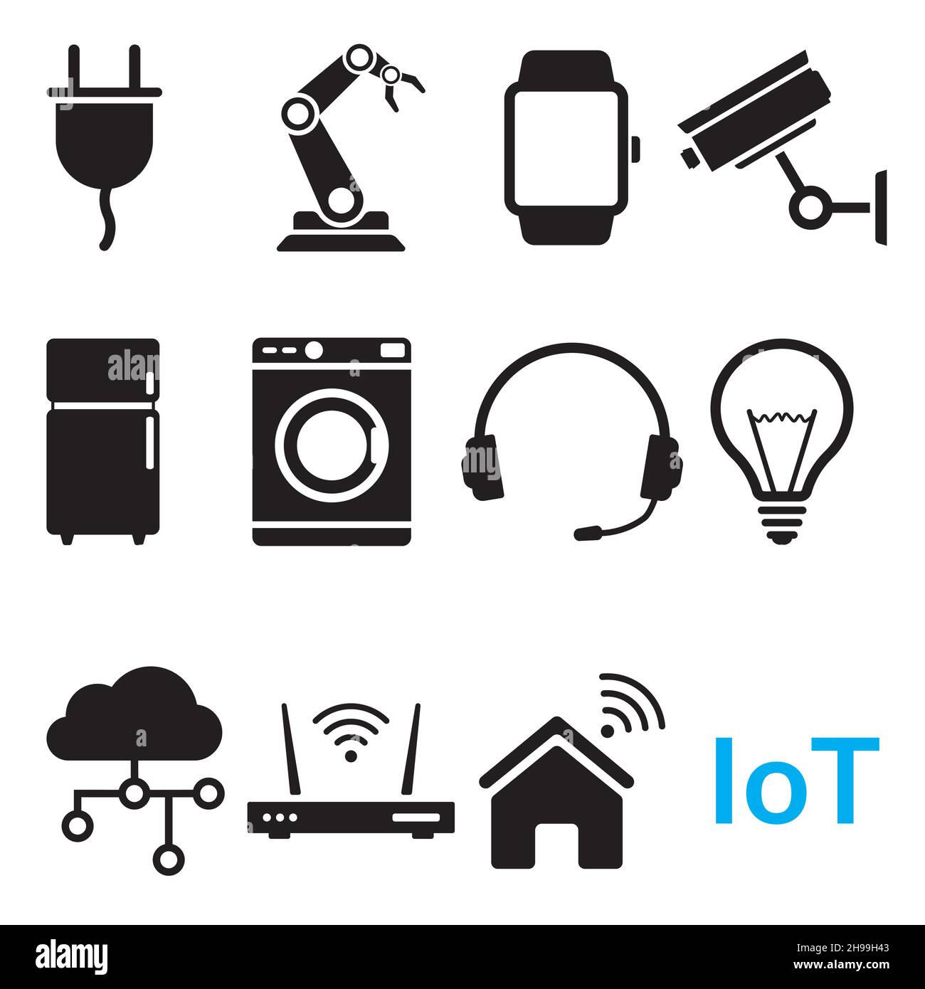 IoT- oder Internet of Things-Symbol in einfachem Stil auf weißem Hintergrund. Stock Vektor