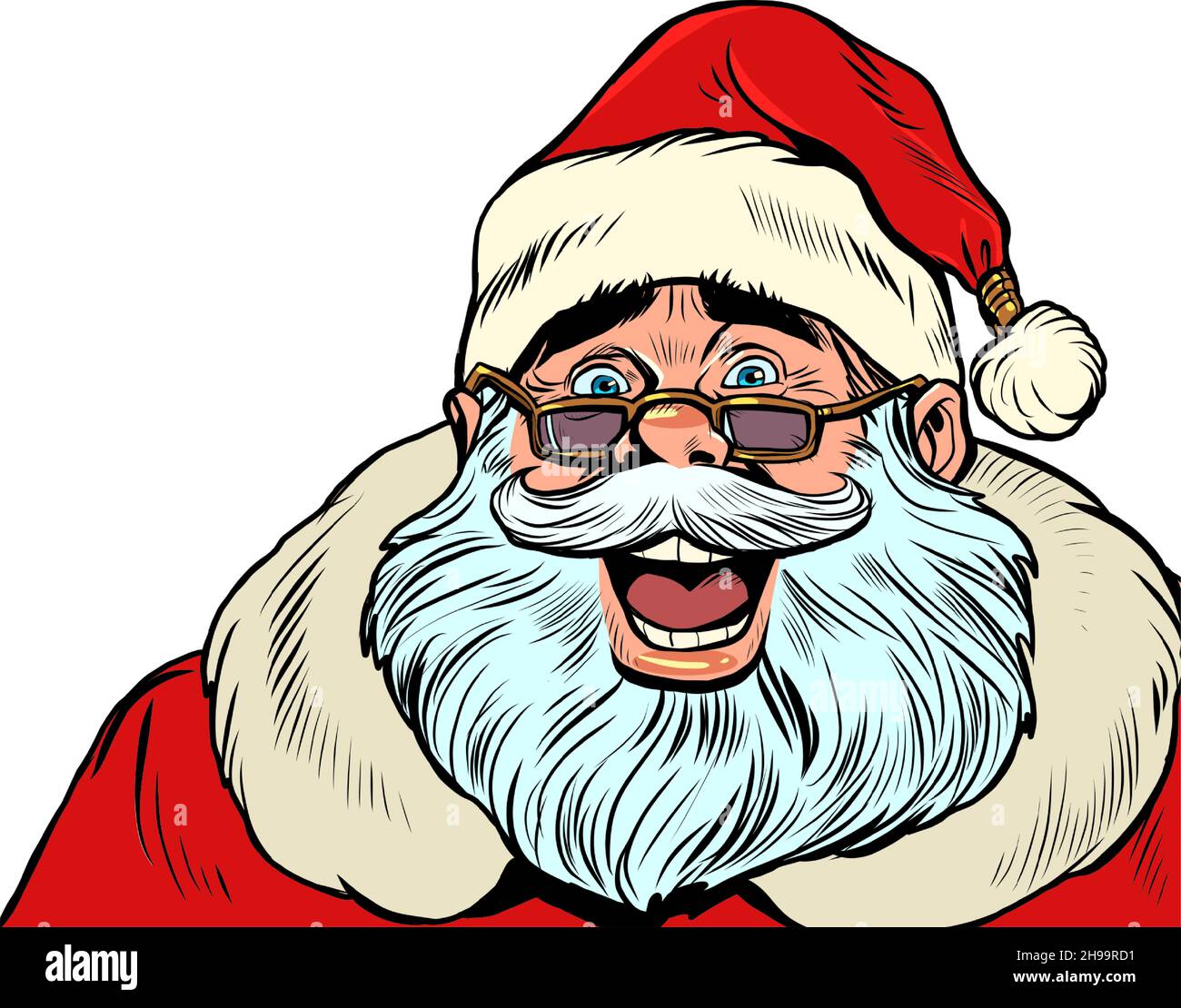 Fröhlicher Weihnachtsmann-Charakter. Weihnachten und Neujahr, Winterjahresurlaub im Dezember Stock Vektor