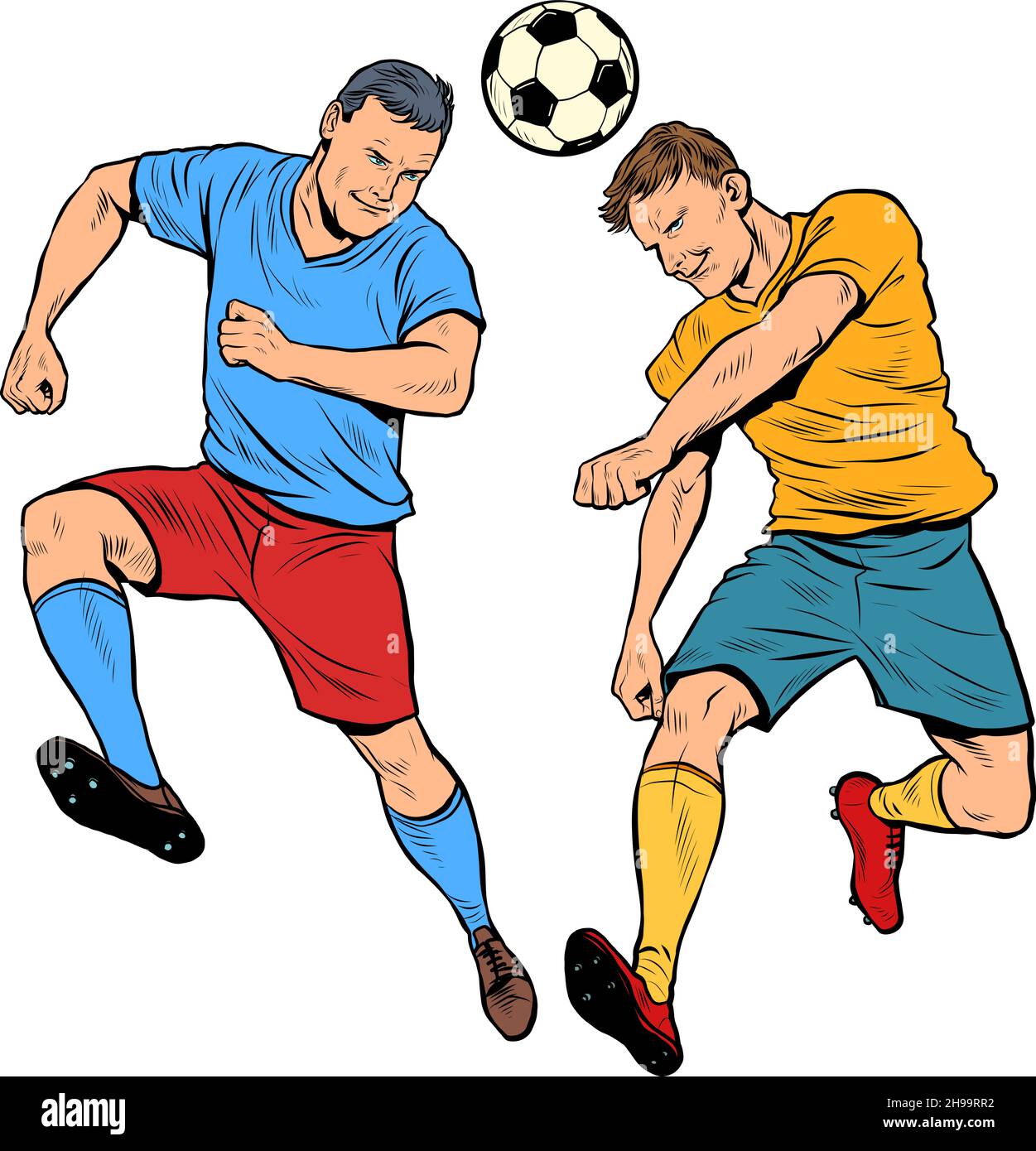 Kopf Ballspiel, Sport Fußball Rivalität, Kampf um den Sieg Stock Vektor