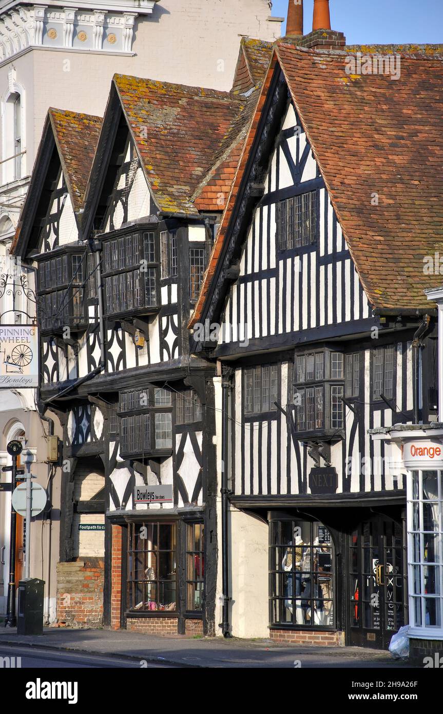 Fachwerkbauten, Weststraße, Farnham, Surrey, England, Vereinigtes Königreich Stockfoto