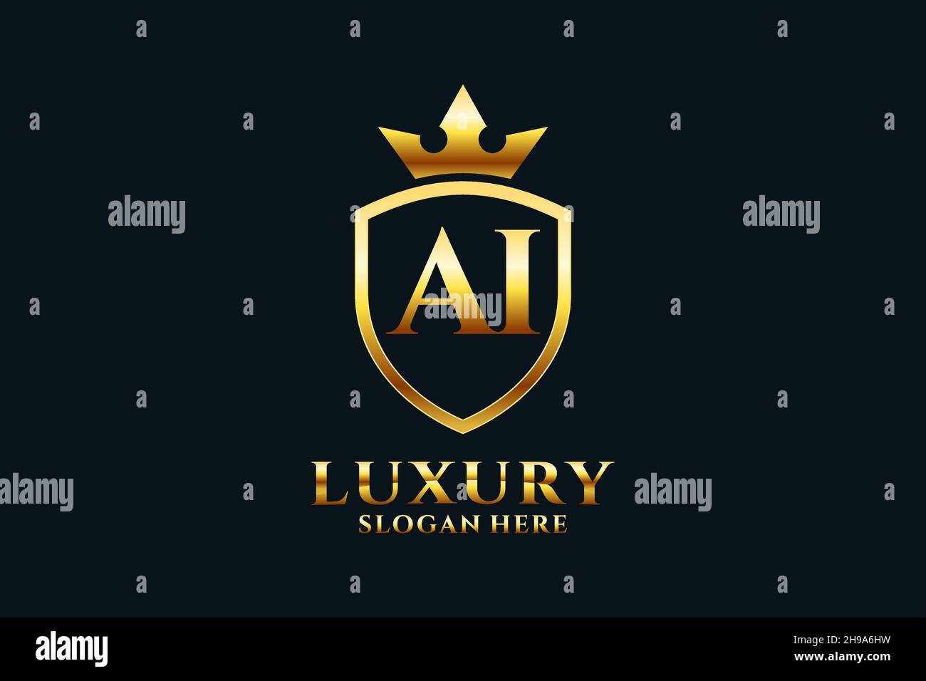 AI Elegantes Luxus-Monogramm-Logo oder Badge-Vorlage mit Rollen und königlicher Krone - perfekt für luxuriöse Branding-Projekte Stock Vektor