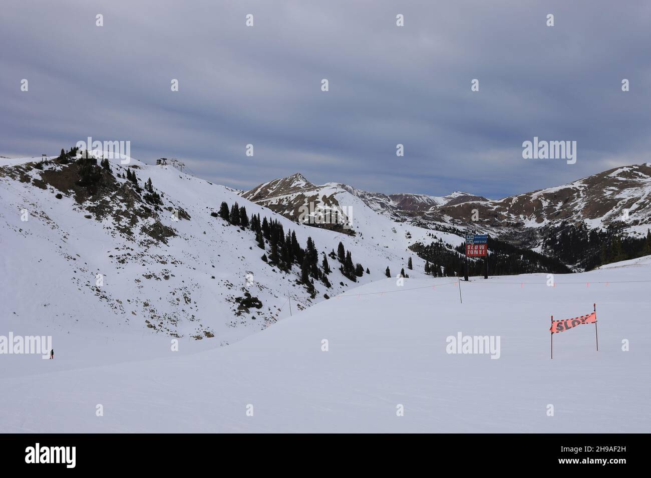 Skifahren im Arapahoe-Becken Stockfoto