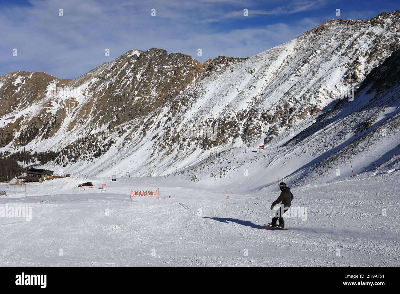 Skifahren im Arapahoe-Becken Stockfoto