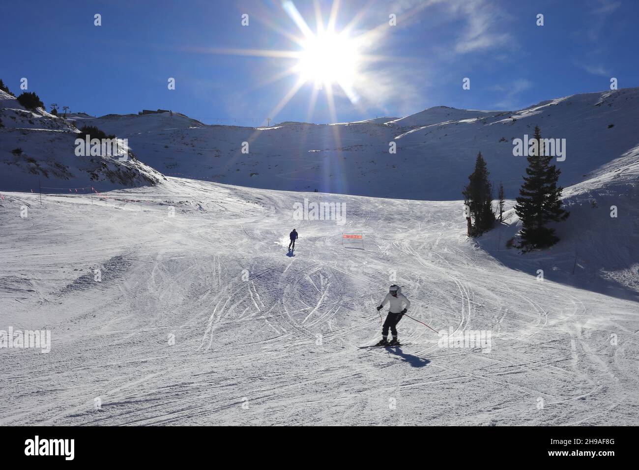 Skifahren im Arapahoe-Becken Stockfoto