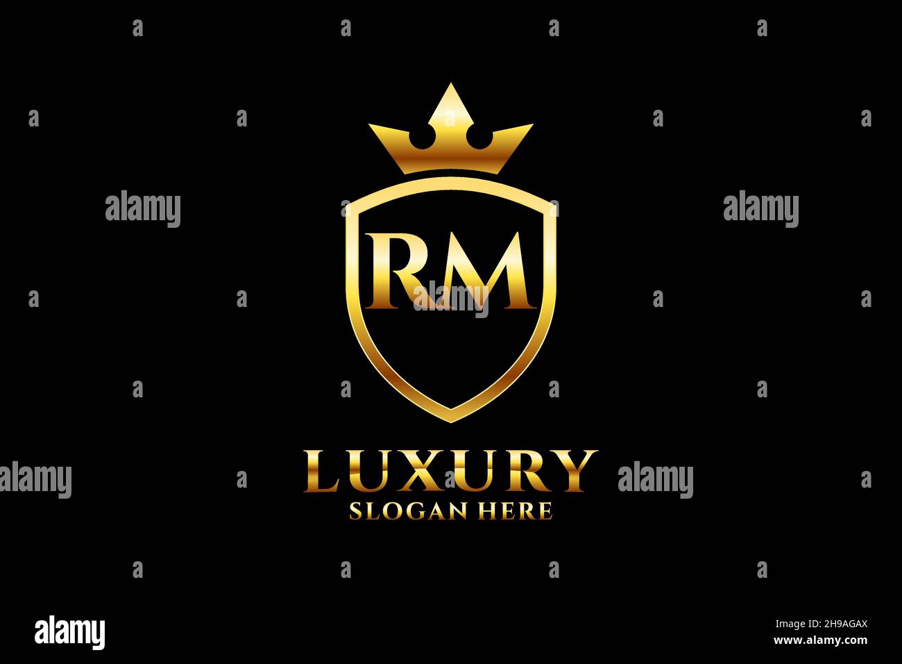 Elegante Luxus-Logo- oder Badge-Vorlage mit Rollen und königlicher Krone – perfekt für luxuriöse Branding-Projekte Stock Vektor