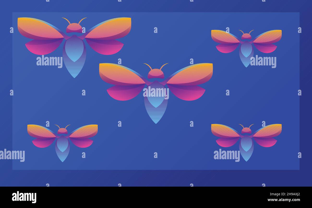 Verschiedene bunte Schmetterling auf abstrakt dunklen Hintergrund Stock Vektor