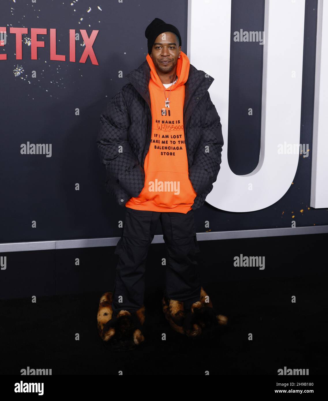 New York, Usa. 05th Dez 2021. Kid Cudi kommt auf dem roten Teppich bei der Weltpremiere von Netflix's "Don't Look Up" am Sonntag, 05. Dezember 2021 in New York City an. Foto von John Angelillo/UPI Credit: UPI/Alamy Live News Stockfoto