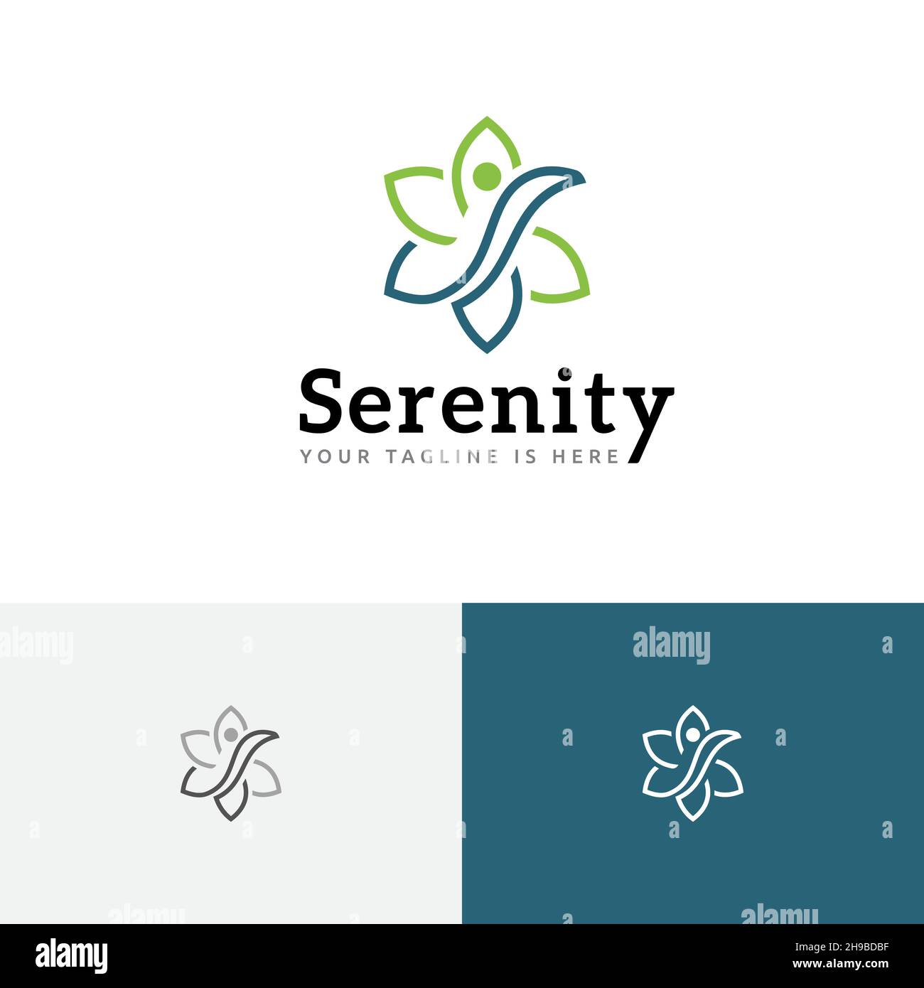 Serenity Wellness Gesundheit Blume Natur Abstrakte Linie Logo Stock Vektor