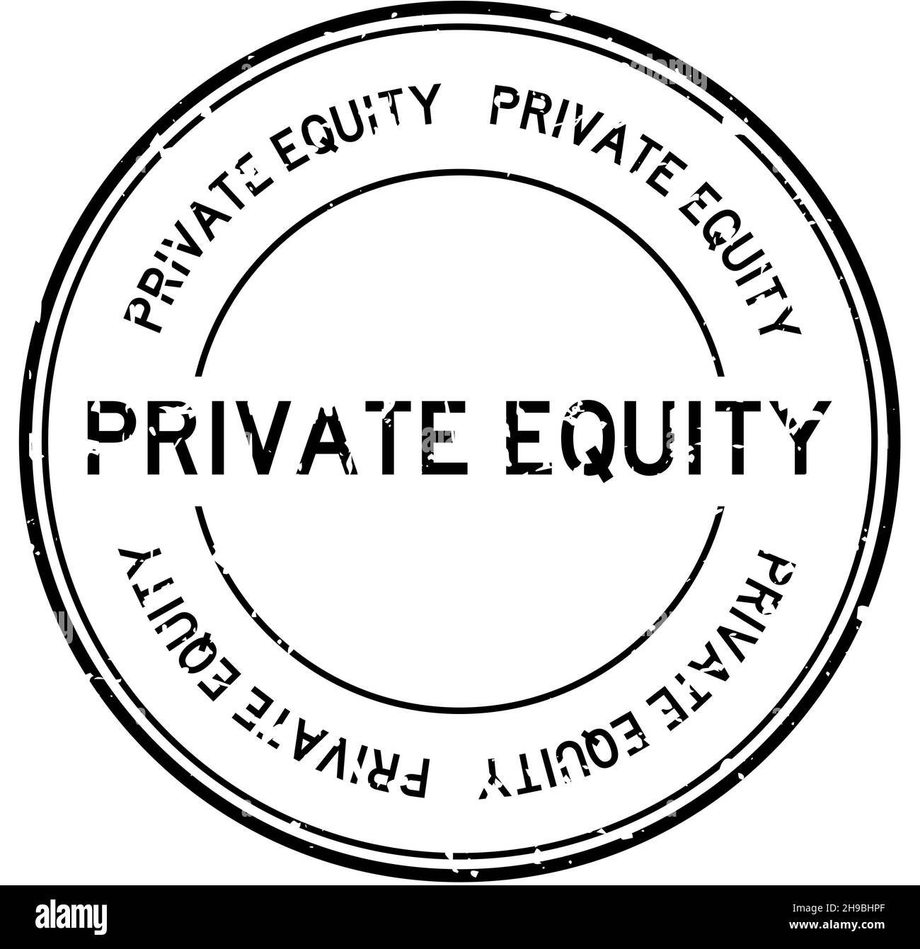 Grunge schwarz Private Equity Wort rund Gummi Siegel Stempel auf weißem Hintergrund Stock Vektor