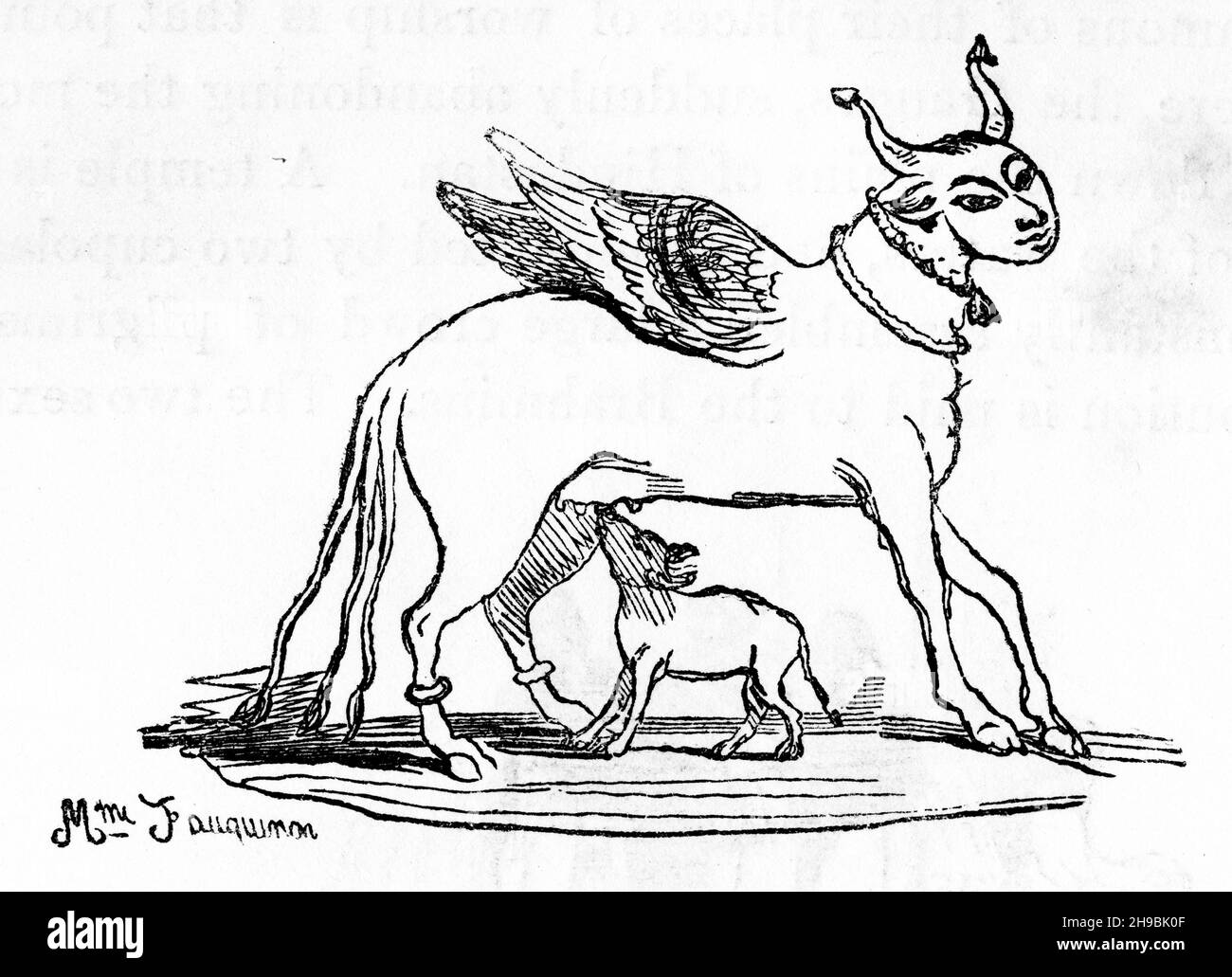 Gravur des Hindu-gottes Ganges. Aus einem Buch aus dem 19th. Jahrhundert über heidnische Mythologie. Stockfoto Gravur des Hindu-gottes Ganges. Aus einem Buch aus dem 19th. Jahrhundert über heidnische Mythologie. Stockfoto