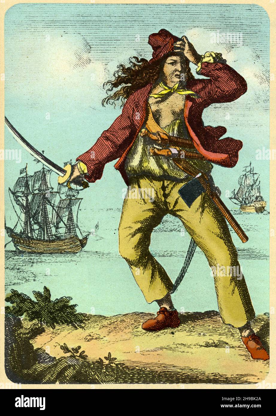 Porträt der Piratenin Mary Read (1690-1720). Stockfoto