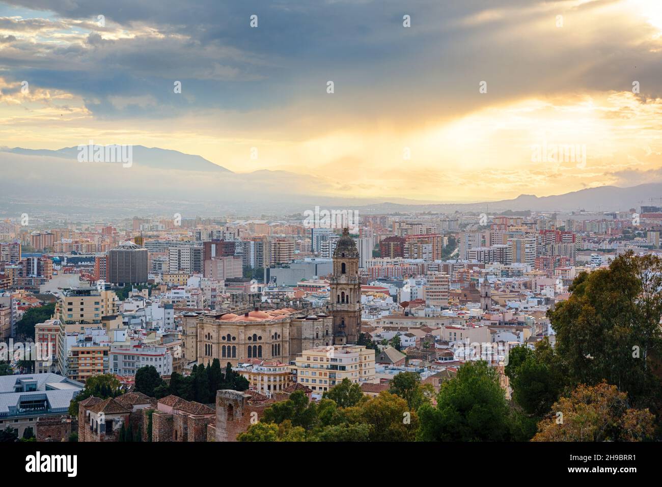 Panoramablick von Malaga, Spanien Stockfoto