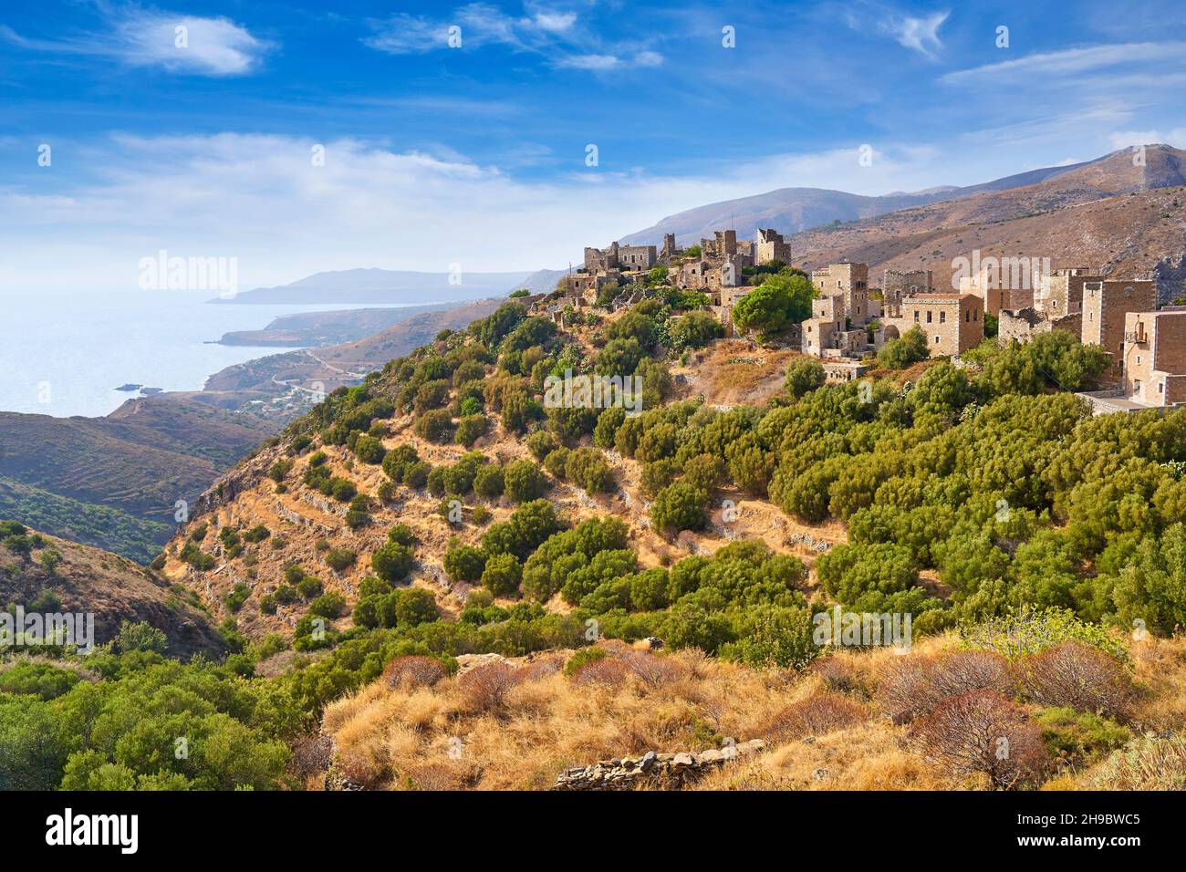Vathia, verlassene Ortschaft, Mani, Peloponnes, Griechenland Stockfoto