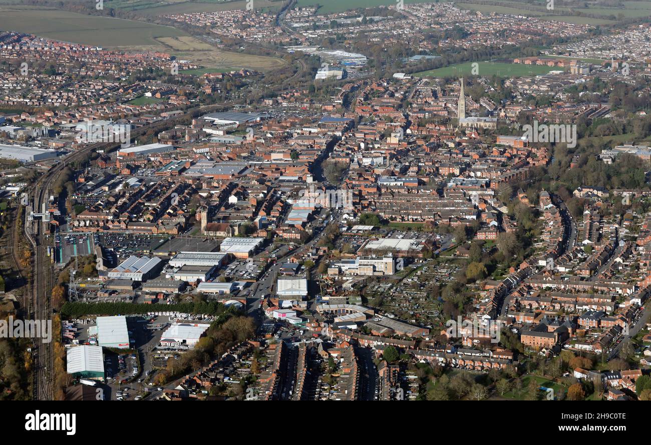 Luftaufnahme aus dem Süden, von Grantham, Lincolnshire Stockfoto