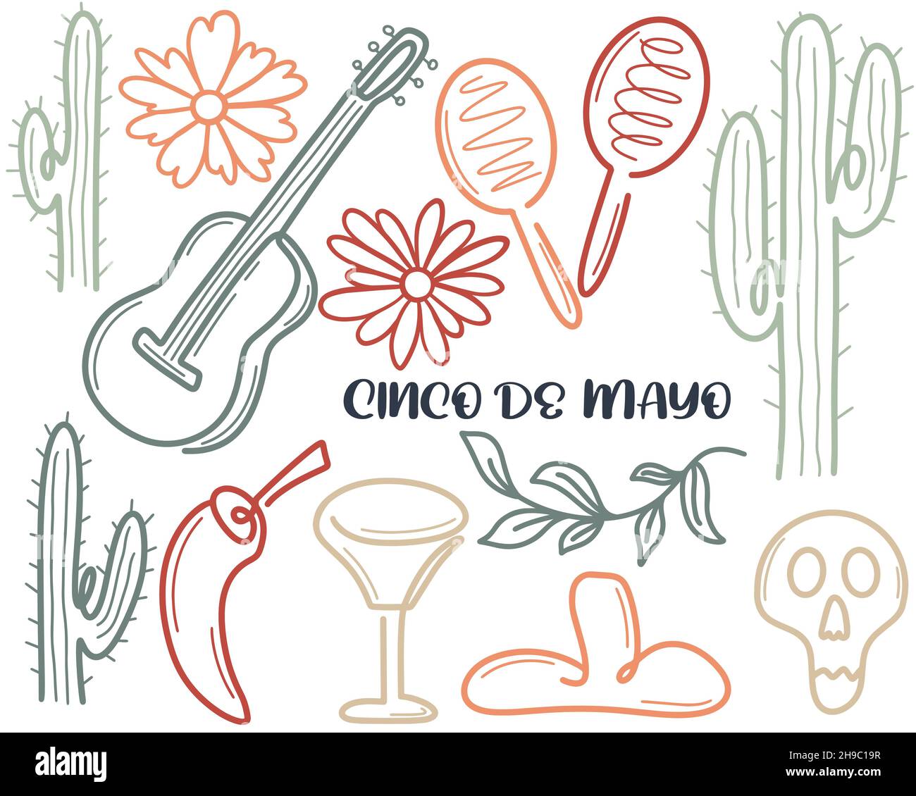 Cinco de Mayo schreibt isolierte Illustrationen zu Stock Vektor