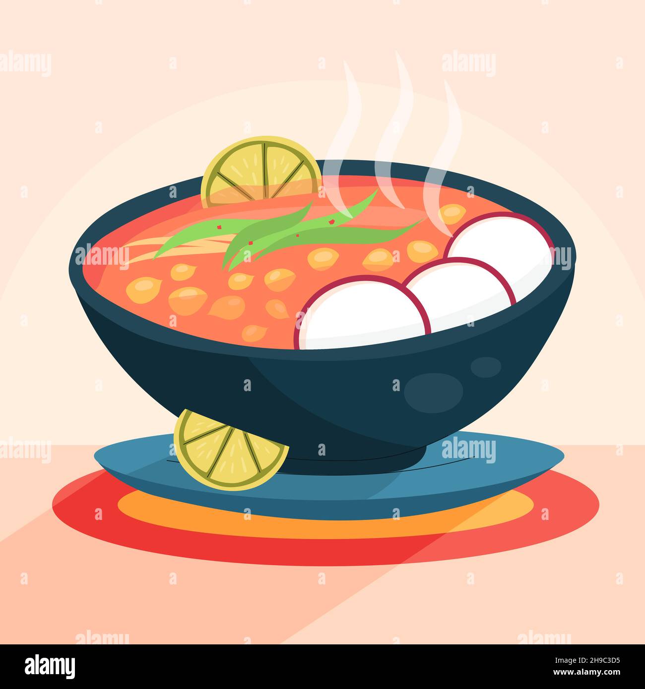 Pozole-Illustration im handgezeichneten Stil Vektorgrafik. Stock Vektor