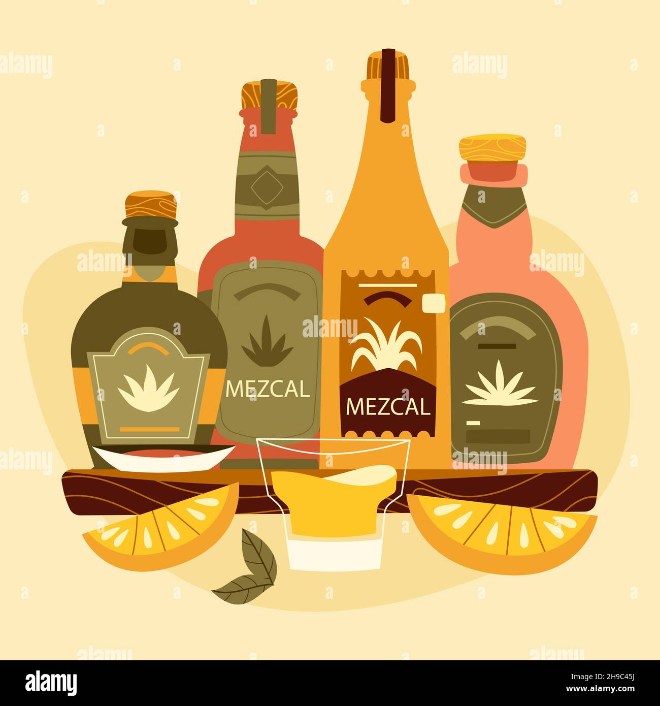 Mezcal-Illustration im handgezeichneten Stil Vektorgrafik. Stock Vektor
