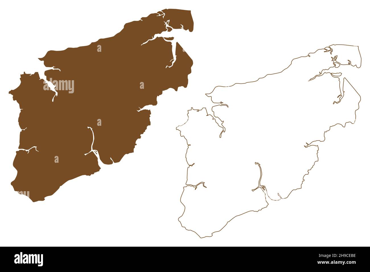 Sao Luis Island (Föderative Republik Brasilien, Sao Paulo, Süd- und Lateinamerika) Kartenvektordarstellung, Scribble-Skizze Upaon-acu oder Maranhao Isl Stock Vektor