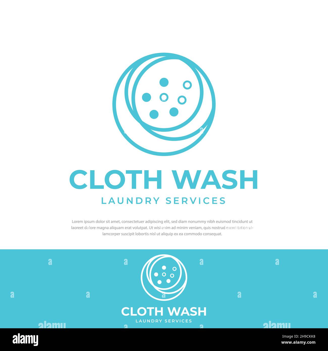 Einfaches rundes Logo mit Blasen Vektor-Wäscherei-Design-Vorlage, waschen, reinigen, Symbol, Symbole Stock Vektor