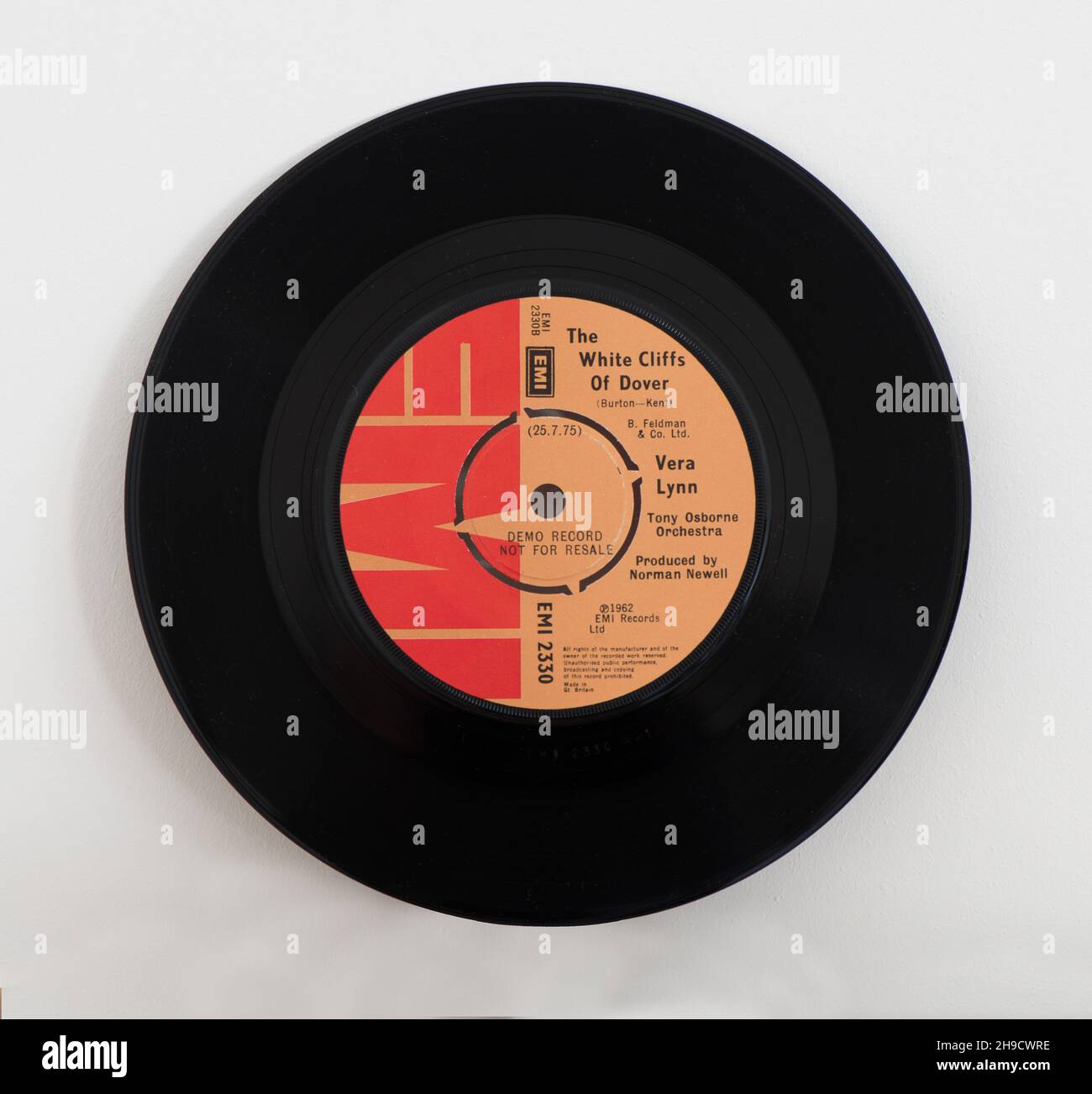 EMI Demo Vinyl 45 - Vera Lynn - The Whie Cliffs of Dover. Stockfoto
