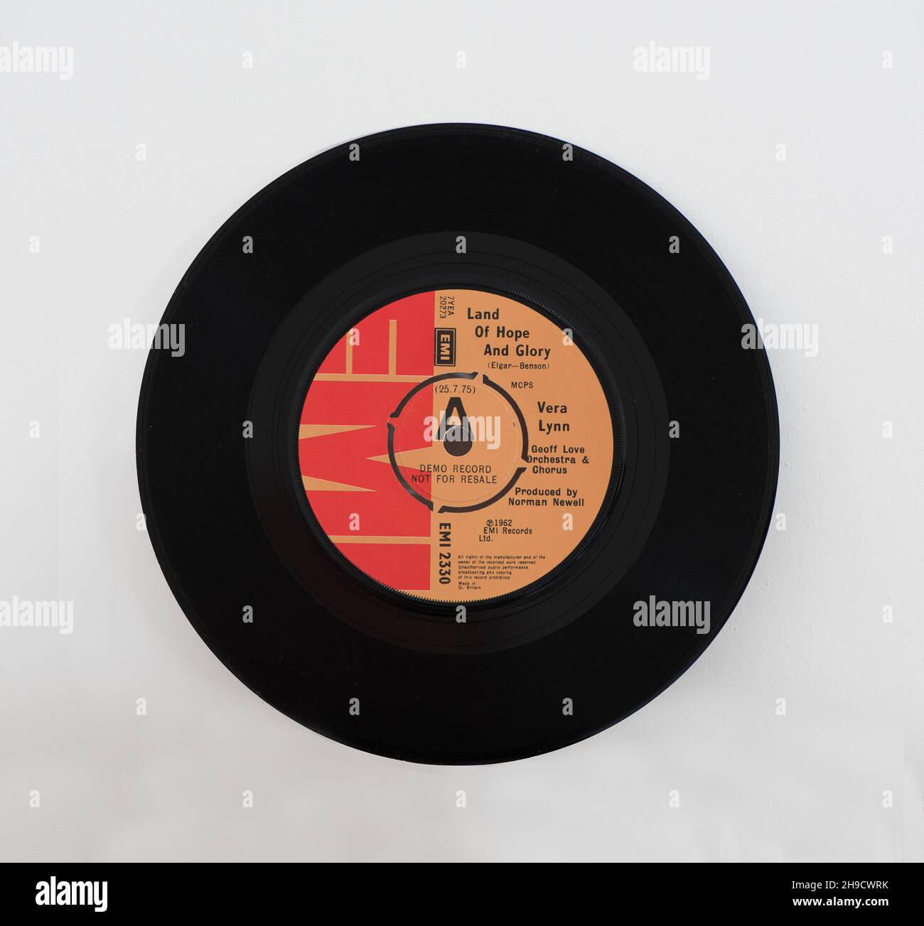 EMI Demo Vinyl 45 - Vera Lynn - Land of Hope and Glory. Stockfoto