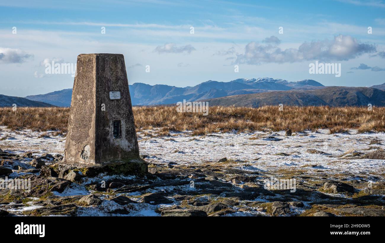 Der Gipfeltrig Point auf der High Street, A fiel im Lake District, Cumbria, England. Stockfoto